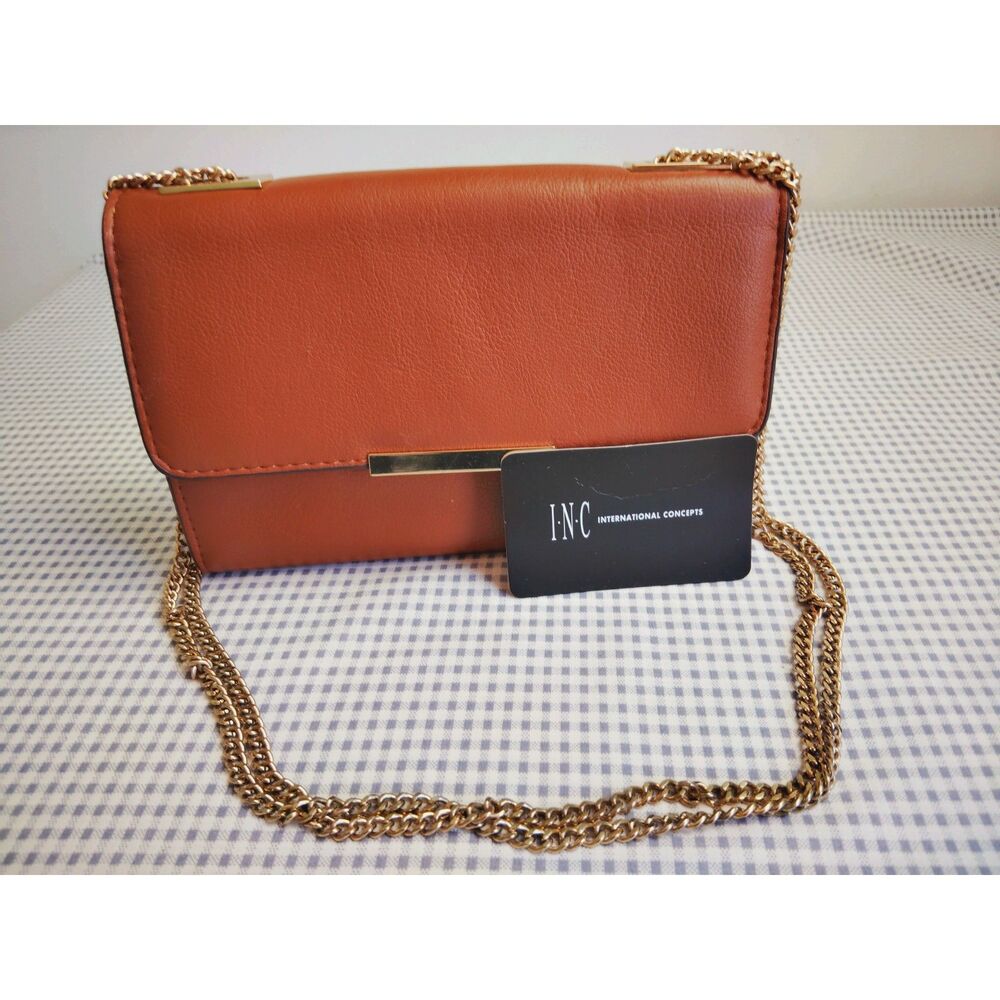 INC International Concepts Nichole Crossbody Shoulder Wallet Bag Gold Chain